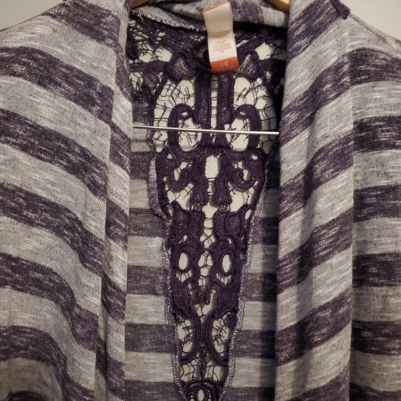 Purple Striped Lace No Boundaries Cardigan - Size L (11/13) - Picture 2 of 15
